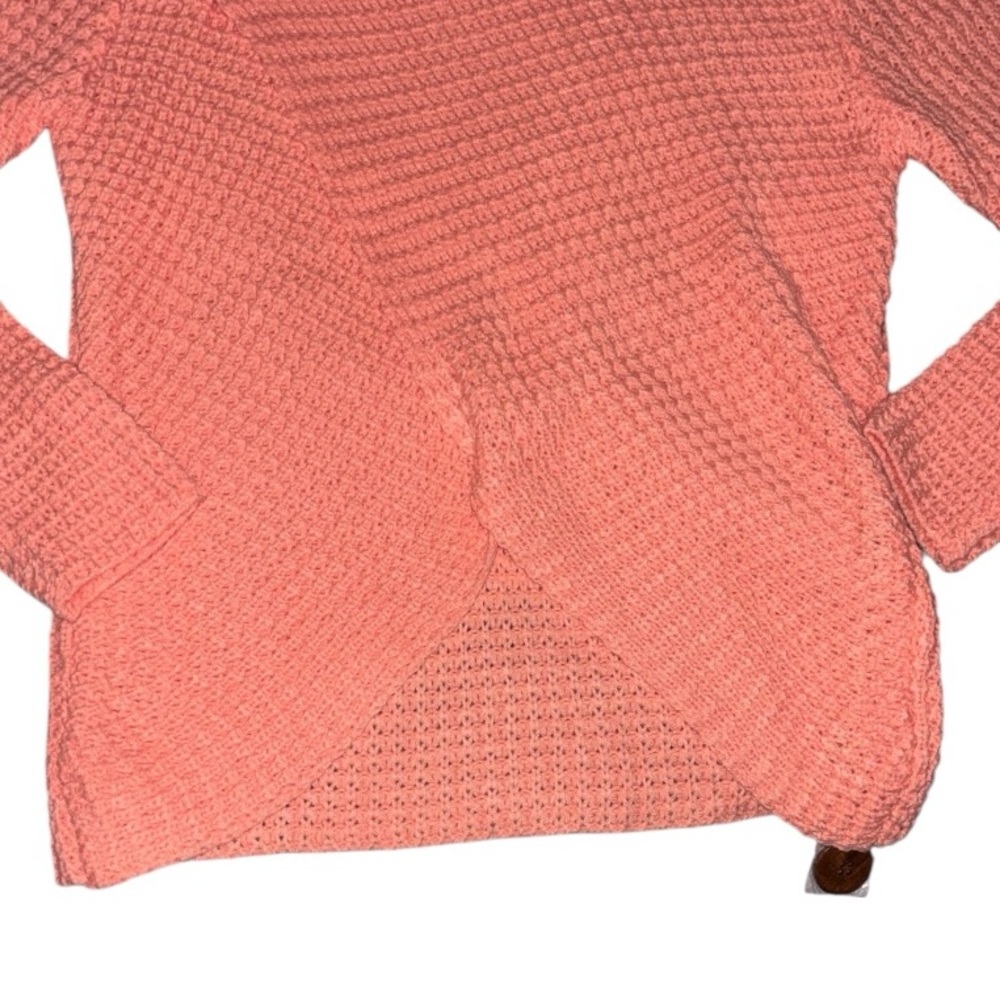Zenana Turtleneck Waffle Crossover Button Sweater, P2P:20.5”, L:28”, NWT-Coral - Picture 7 of 16